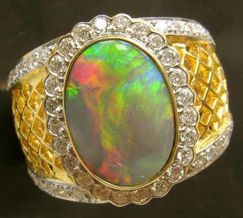 Opal Ring Designs With Diamonds. SOLD.