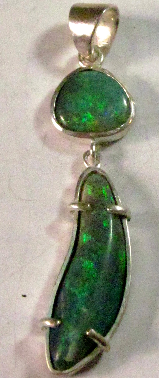 Custom jewelry, silver opal necklace