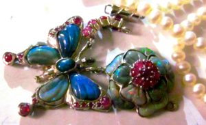 SOLD On Special silver handmade opal ruby necklace only $211.