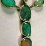 necklace silver with opals