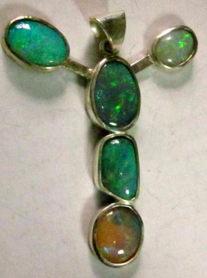 necklace silver with opals