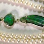 silver opal necklace,handmade pendant with opals