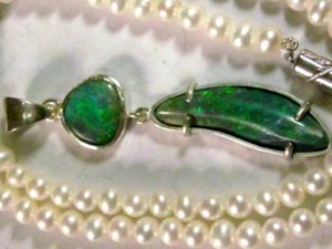 silver opal necklace,handmade pendant with opals
