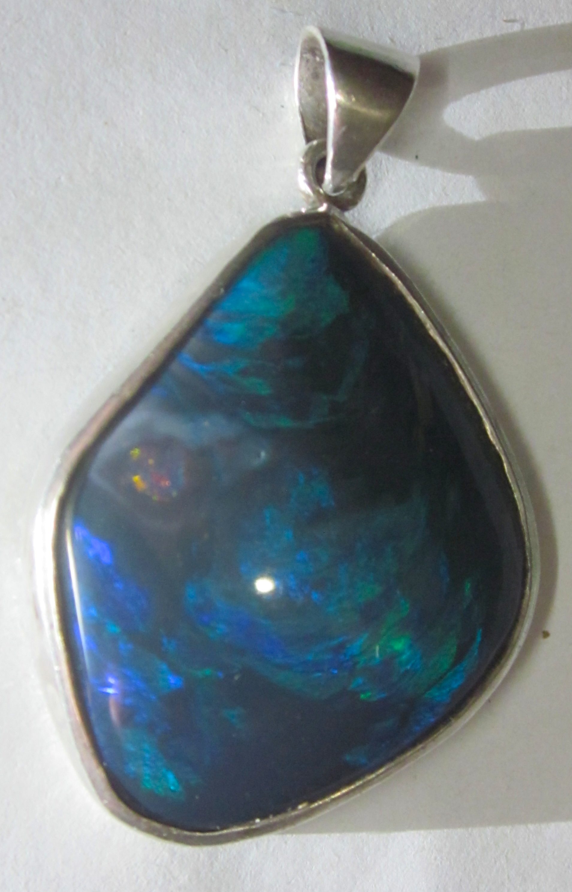 opal silver pendant