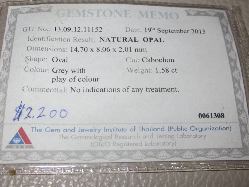 opal certificate, gemstone opal testing,opal testing,gem lab testing services,gemstone testing certificate, document proof solid opal