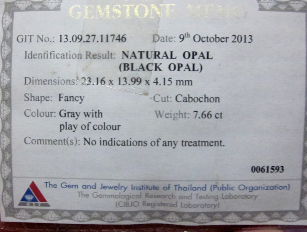 opal certificate,gemstone opal testing,opal testing,gem lab testing services,gemstone testing certificate, document proof solid opal