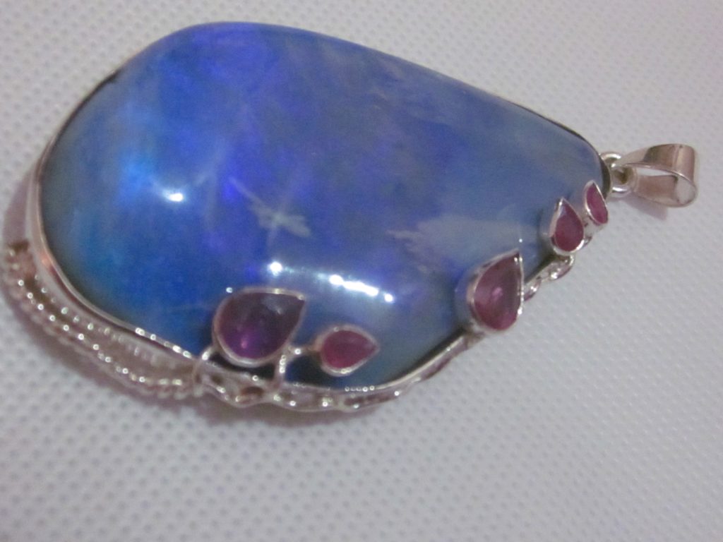blue opal pendant,blue opal necklace