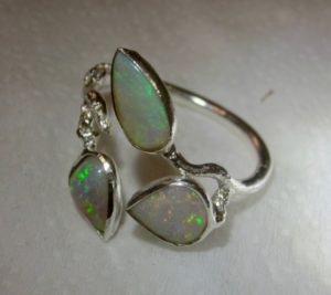Silver Opal Ring .