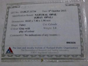 opal report, photograph opal lab report