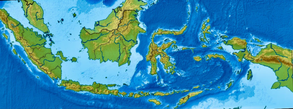 Photograph map of Indonesia.